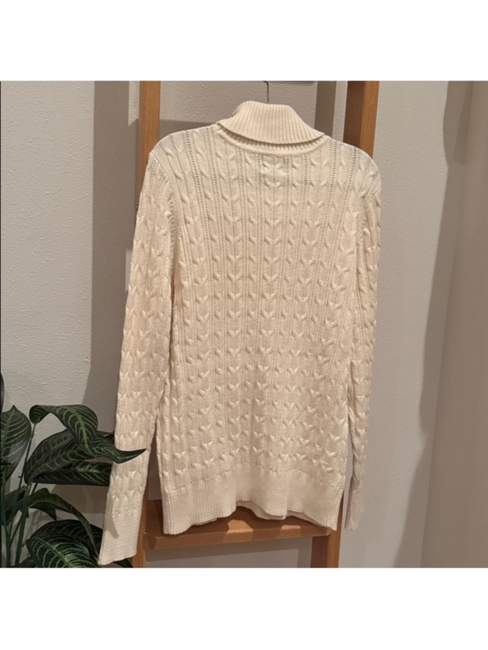 🆕 St. John's Bay Cream Cable Knit Turtleneck Sweater - Picture 5 of 7